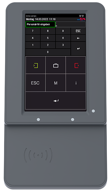 Datafox Terminal EVO 5.0 Pure – modernes 5-Zoll-Zeiterfassungsterminal mit Touch-Display, Transponder- und Fingerprint-Unterstützung für professionelle Zeitwirtschaft.